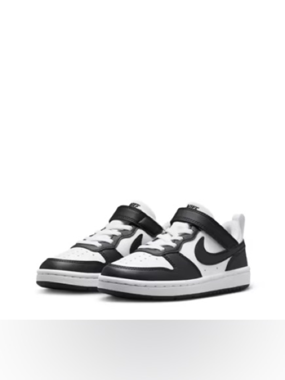 NWT Nike Kids Black and White Velcro Low-Top Sneakers panda